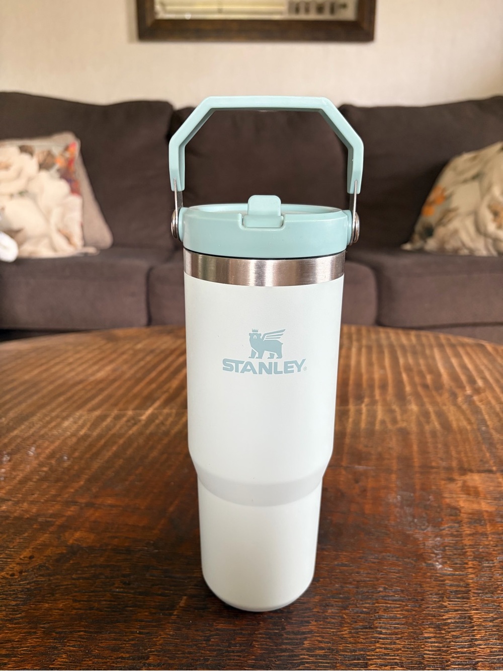 30 oz Stanley Light Mint Travel Tumbler with Carry Handle